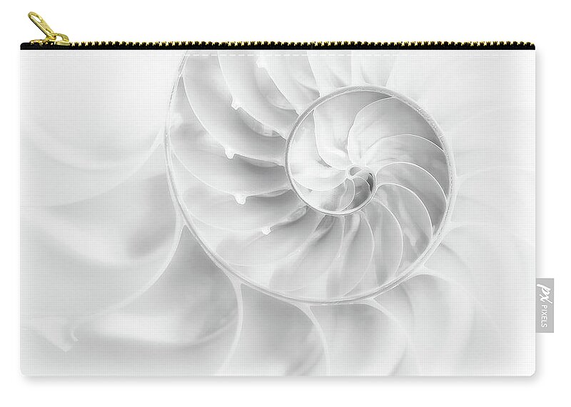 Abstract Zip Pouch featuring the photograph Nautilus Shell in High Key by Tom Mc Nemar