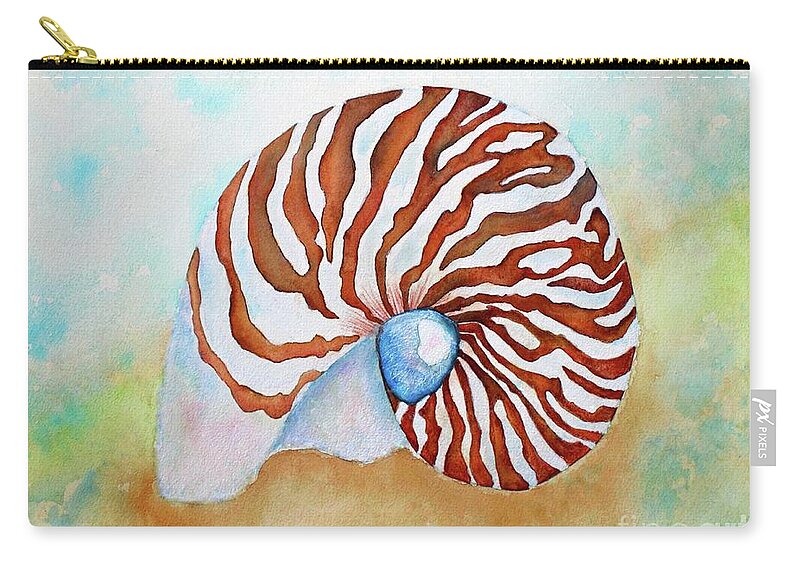 Nautilus Zip Pouch featuring the painting Nautilus Shell by Janet Immordino