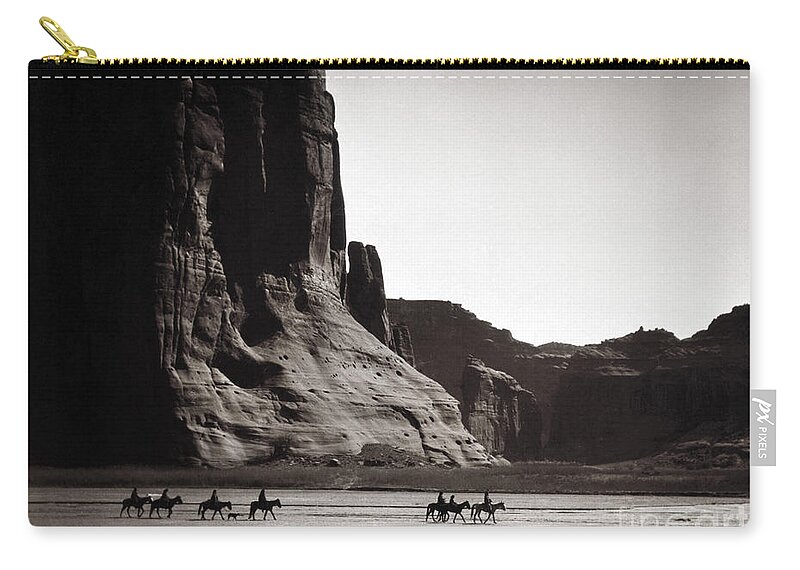 1904 Zip Pouch featuring the photograph Navajos Canyon De Chelly, 1904 by Edward Curtis