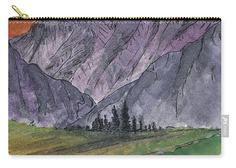 Mountains Zip Pouch featuring the painting Near Canyon Entrance by R Kyllo