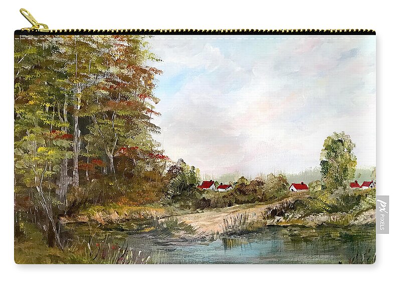 Pond Zip Pouch featuring the painting Near the Pond by Dorothy Maier