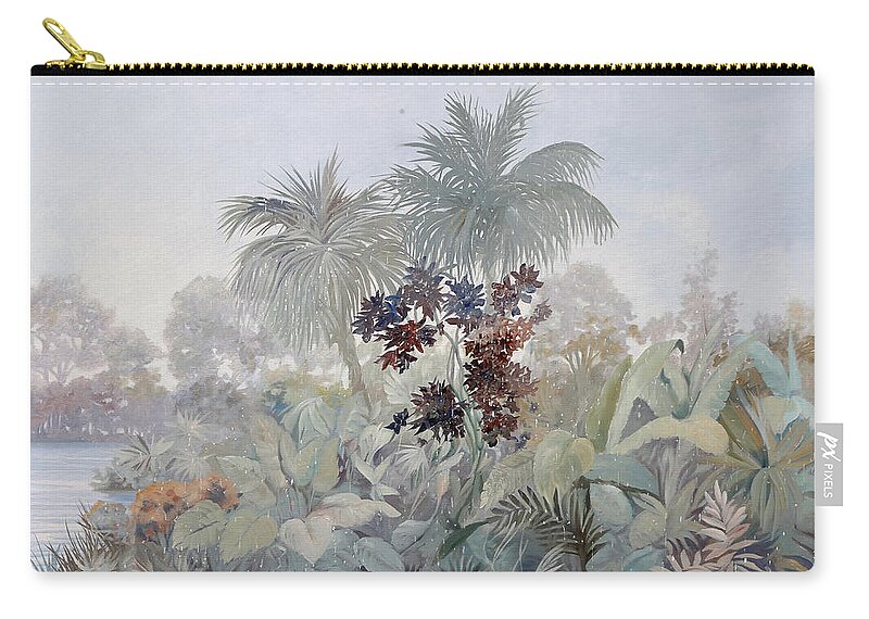 Fog Zip Pouch featuring the painting Nebbiolina Fitta by Guido Borelli