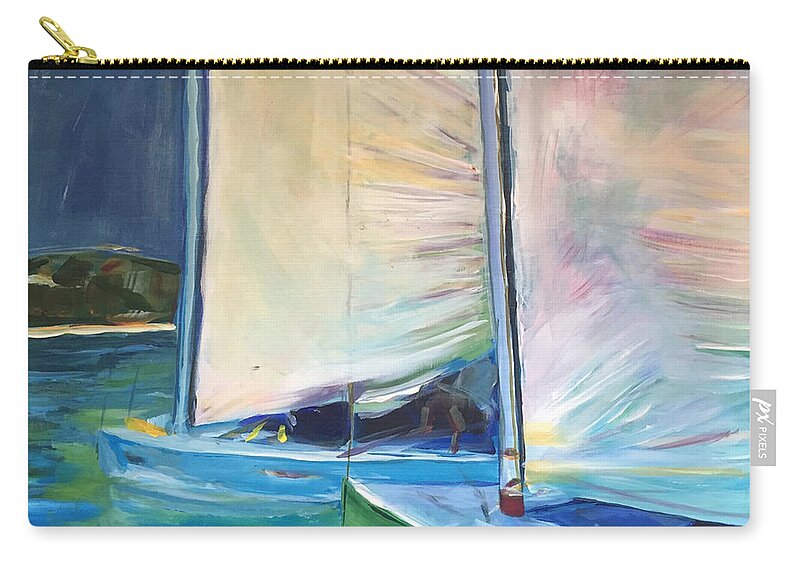 Hope Town Zip Pouch featuring the painting Neck and Neck by Josef Kelly