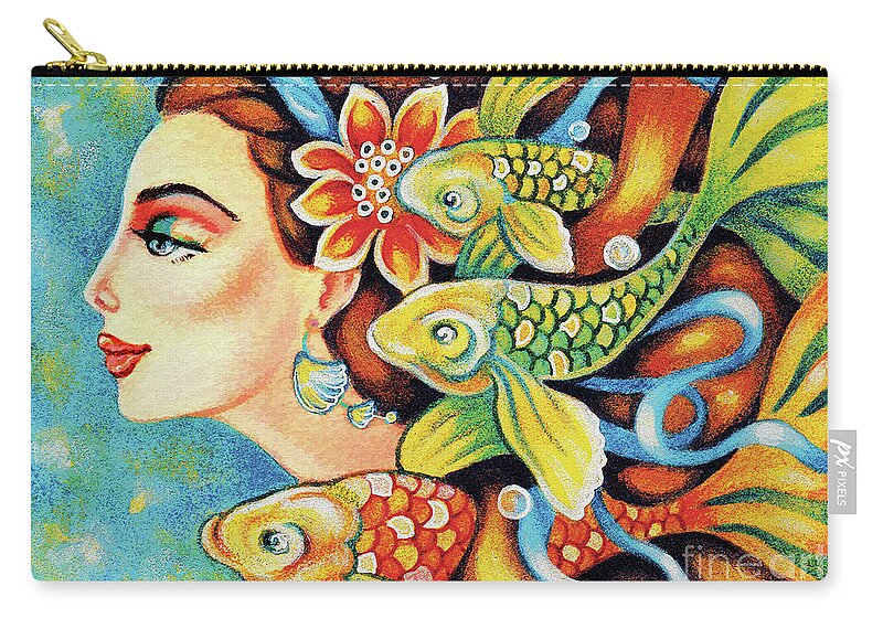 Sea Goddess Zip Pouch featuring the painting Nefertiti Sea Journey by Eva Campbell