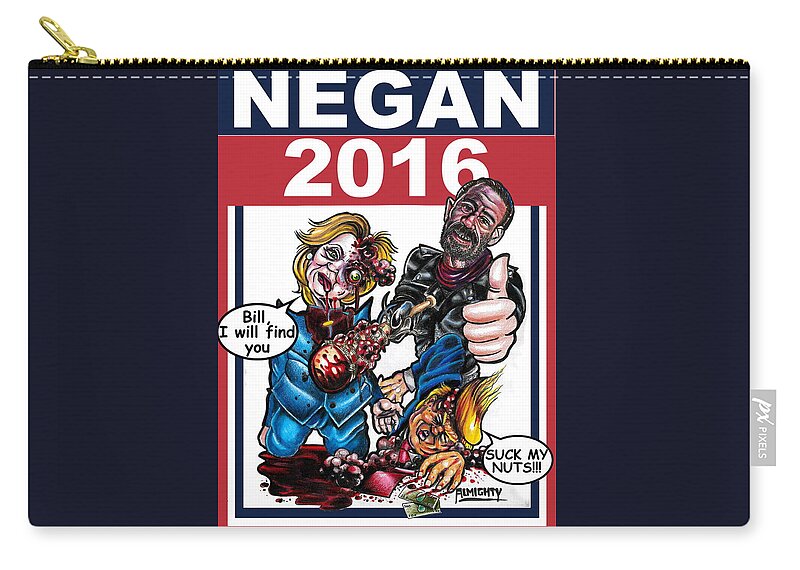 Hillary Zip Pouch featuring the digital art Negan 2016 by Ryan Almighty
