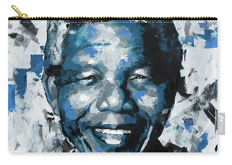 Nelson Zip Pouch featuring the painting Nelson Mandela II by Richard Day