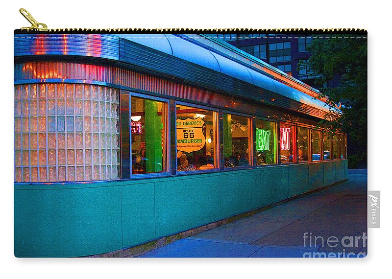 Chicago Zip Pouch featuring the photograph Neon Diner by Crystal Nederman