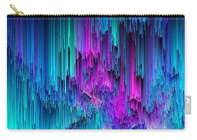 Glitch Zip Pouch featuring the digital art Neon Drifting - Pixel Art by Jennifer Walsh
