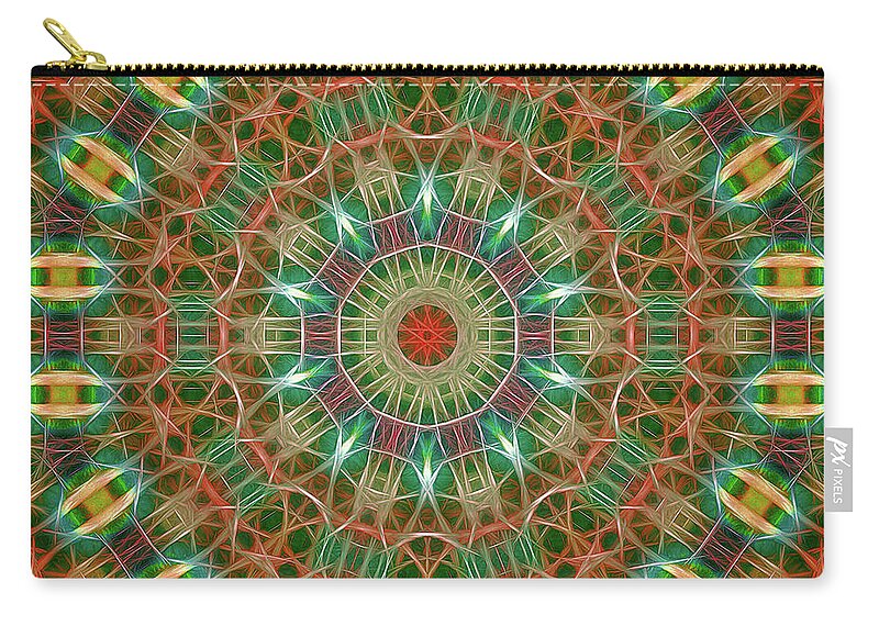 Tao Zip Pouch featuring the digital art Neon Mandala, Nbr 19M by Will Barger