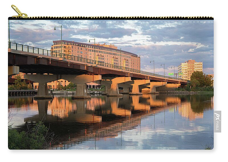 Neponset Zip Pouch featuring the photograph Neponset River Bridge by Christopher Brown
