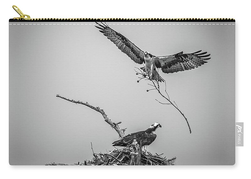 Screensaver Zip Pouch featuring the photograph Nest Building 2M by Gregory Daley MPSA
