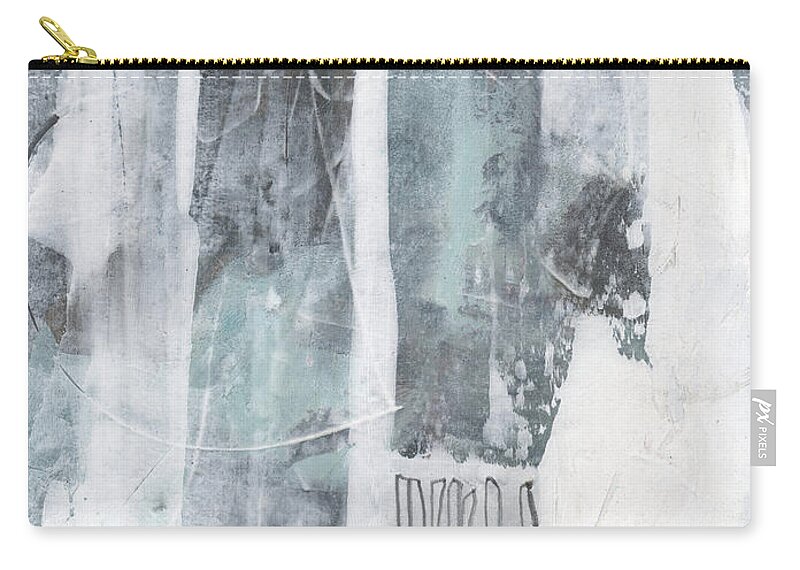 Abstract Zip Pouch featuring the painting Neutral Stripes Blue by Janine Aykens