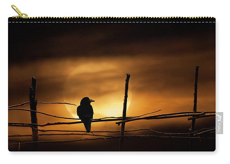 Art Zip Pouch featuring the photograph Never More Quoth The Raven by Randall Nyhof