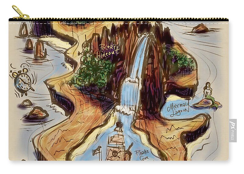 Watercolor Zip Pouch featuring the digital art Never Never Land by Russell Pierce