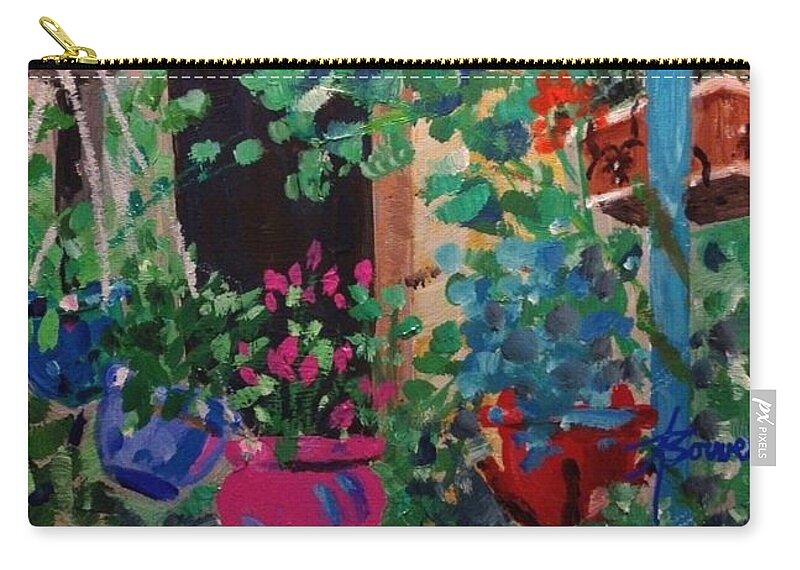 Flowers Zip Pouch featuring the painting Never Too Many by Adele Bower