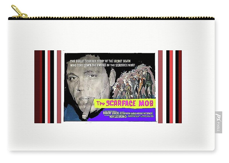 Neville Brand As Al Capone The Scarface Mob 1959 Color And Frames Added 2016 Zip Pouch featuring the photograph Neville Brand as Al Capone The Scarface Mob 1959 color and frames added 2016 by David Lee Guss