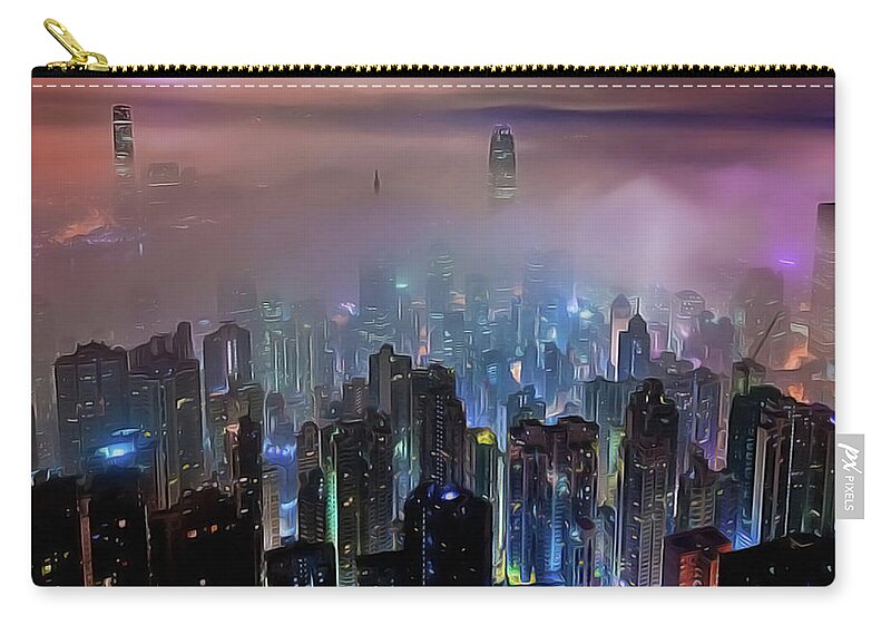 New City Skyline Zip Pouch featuring the painting New City Skyline by Harry Warrick