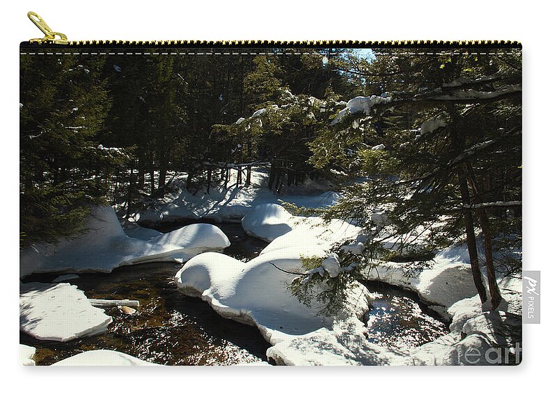 Brook Zip Pouch featuring the photograph New Hampshire Brook by Mim White