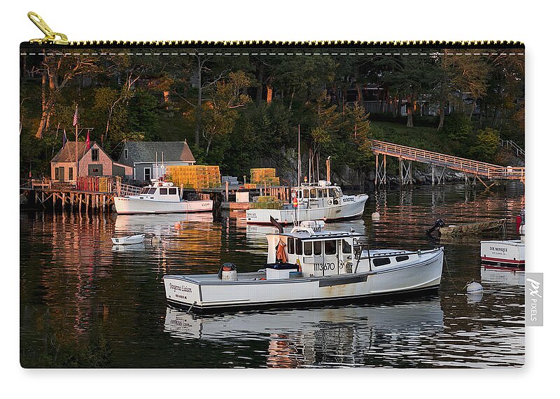 Boats Zip Pouch featuring the photograph New Harbor, Maine by David Kay