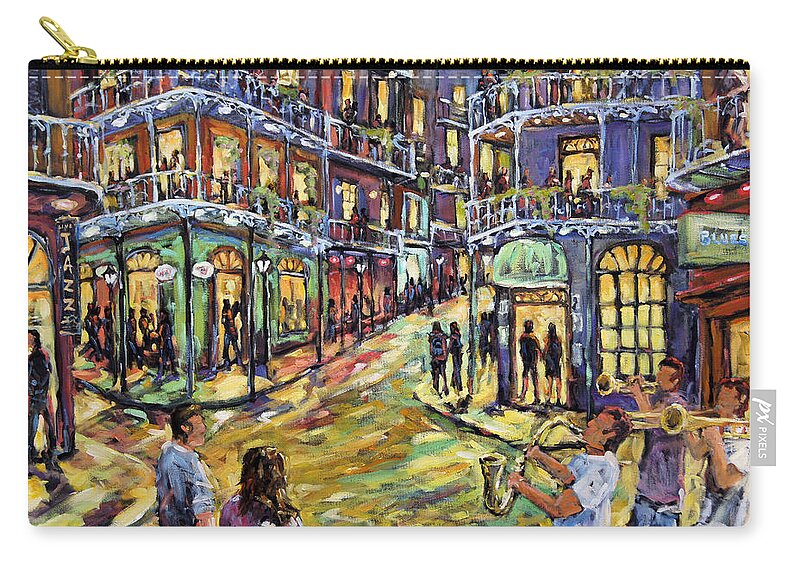 Canadian Zip Pouch featuring the painting New Orleans Jazz Night by Prankearts Fine Art by Richard T Pranke