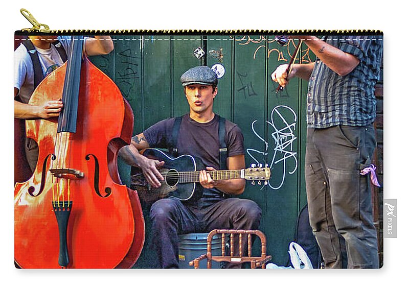 French Quarter Zip Pouch featuring the photograph New Orleans Street Musicians by Steve Harrington