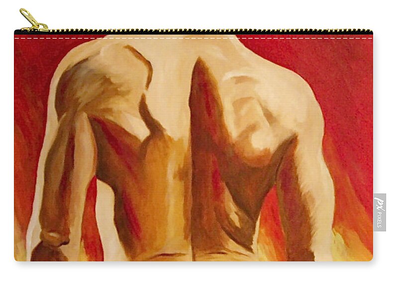 Nude Tatto Red Hot Carry-all Pouch featuring the painting New Tattoo by Herschel Fall