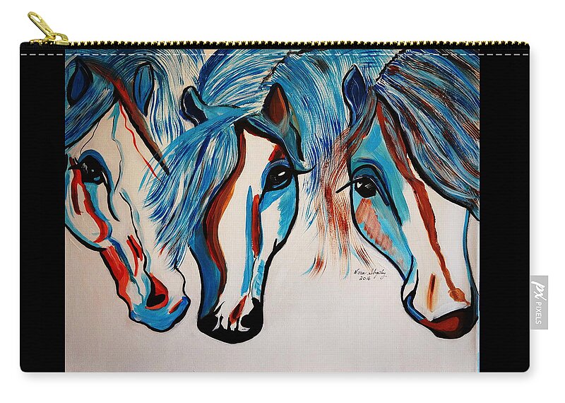 The 3 Amigos Zip Pouch featuring the painting New The 3 Amigos by Nora Shepley