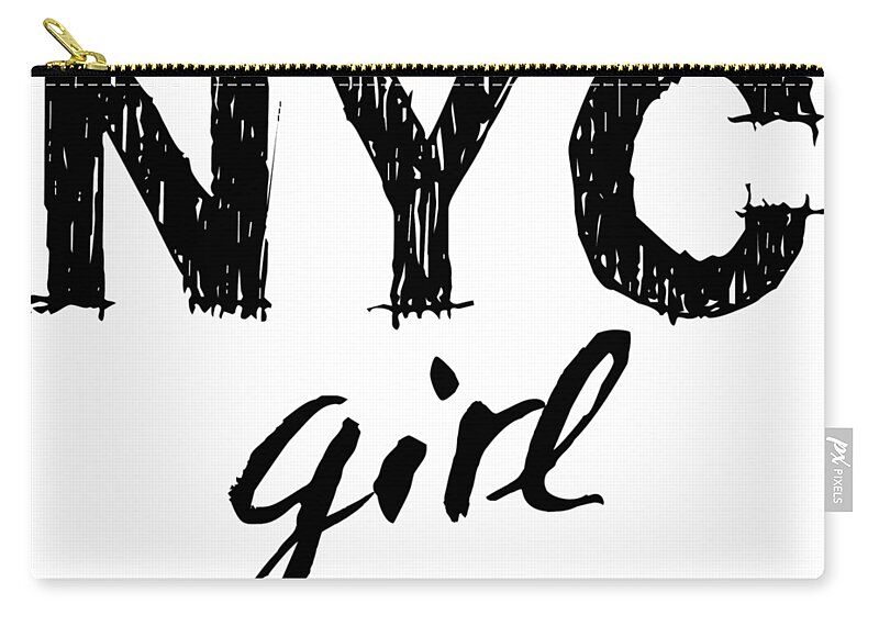 New York City Zip Pouch featuring the digital art New York City Girl by Wall Art Prints