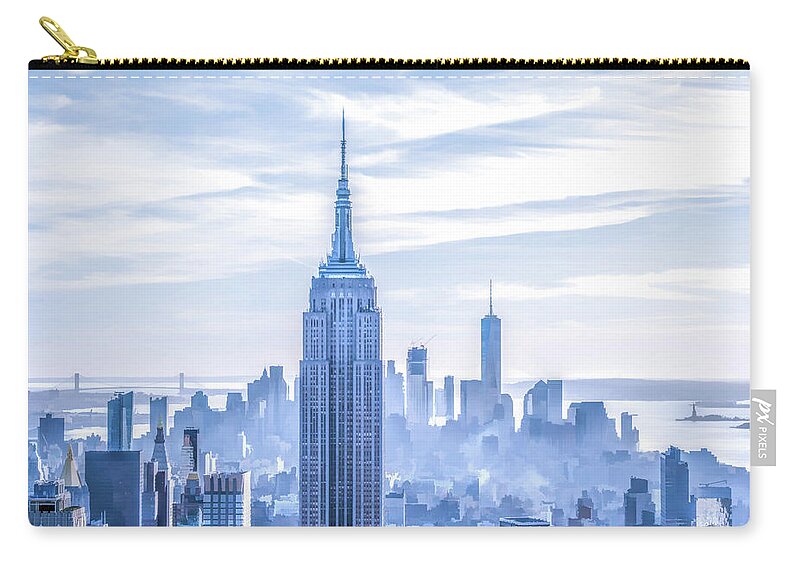 New York Zip Pouch featuring the painting New York City Morning Haze by Christopher Arndt