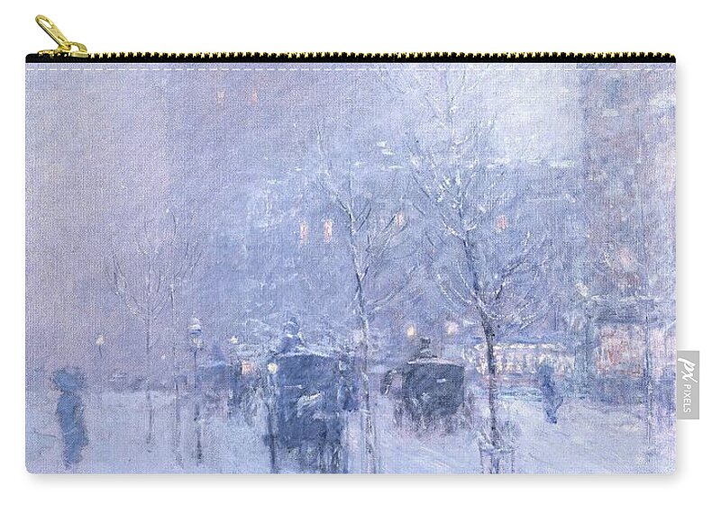 Frederick Childe Hassam (american Zip Pouch featuring the painting New York Winter by MotionAge Designs