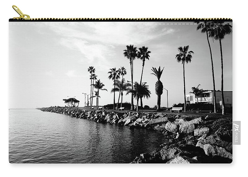Balboa Peninsula Zip Pouch featuring the photograph Newport Beach Jetty by Paul Velgos