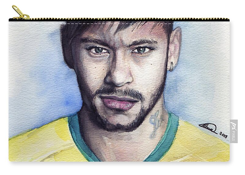 Neymar Zip Pouch featuring the painting Neymar by Alban Dizdari