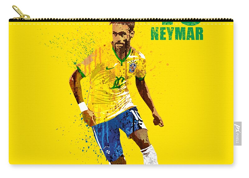 Messi Zip Pouch featuring the painting Neymar Junior by Art Popop