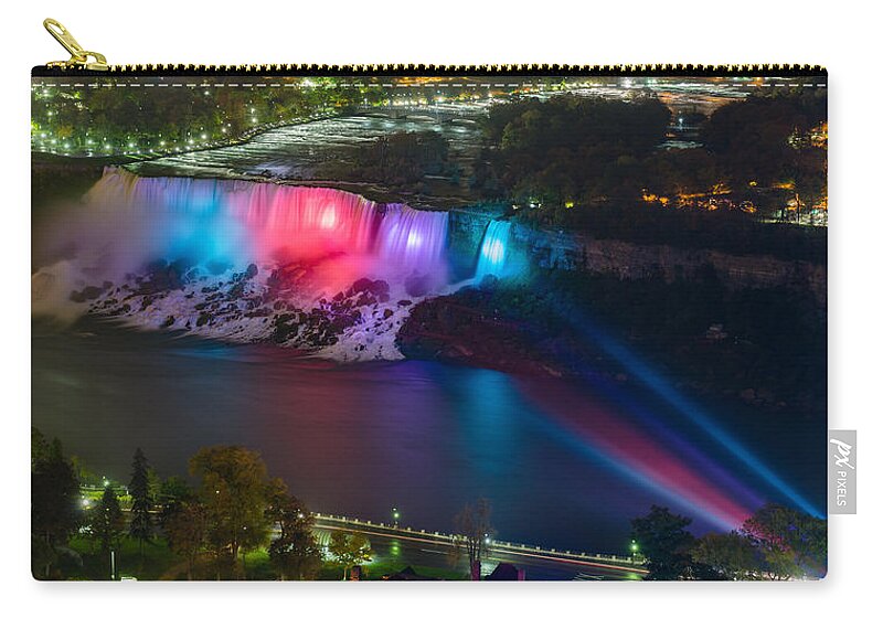 2:1 Zip Pouch featuring the photograph Niagara Falls at Night #2 by Mark Rogers