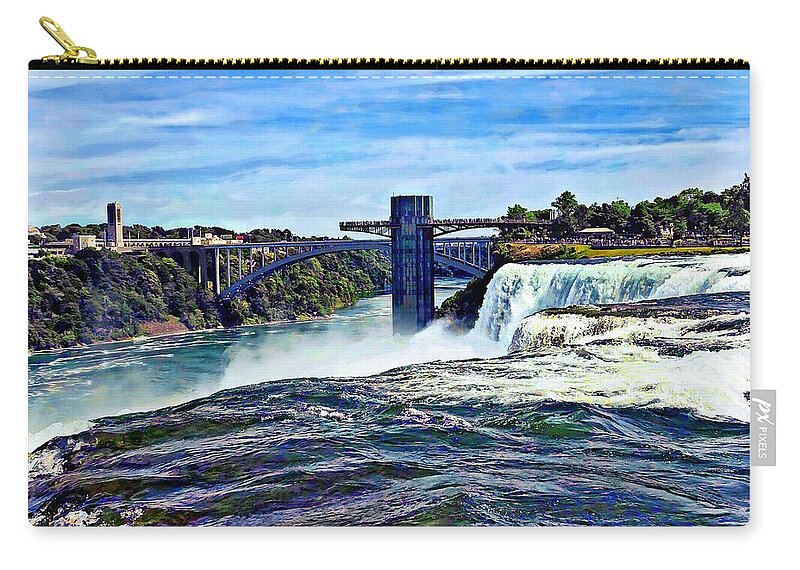 Niagara Falls Zip Pouch featuring the photograph Niagara Falls NY - Prospect Point Observation Tower by Susan Savad