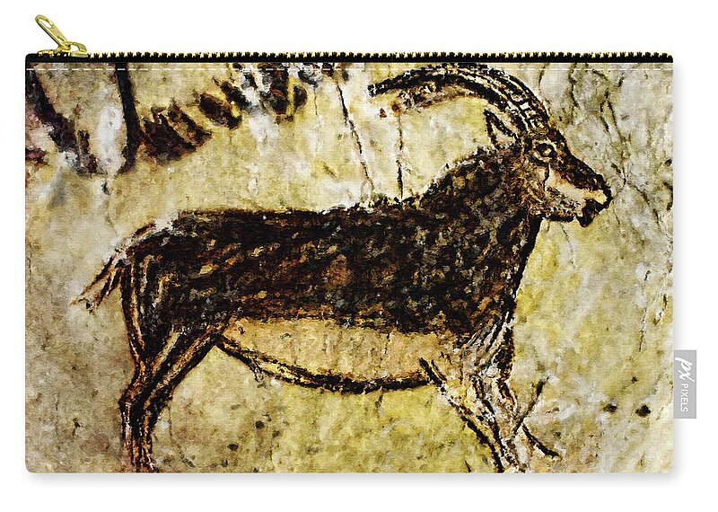 Niaux Zip Pouch featuring the painting Niaux Goat by Weston Westmoreland