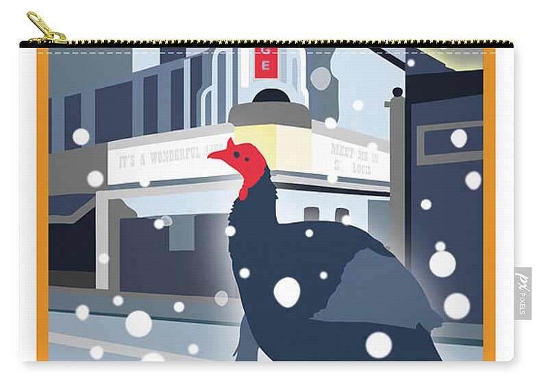 Brookline Turkeys Zip Pouch featuring the digital art Night at the Movies by Caroline Barnes