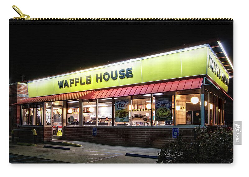 Waffle House Zip Pouch featuring the photograph Night At Waffle House by Greg and Chrystal Mimbs
