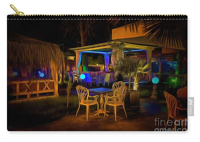 Night Bar Zip Pouch featuring the digital art Night Bar by Eva Lechner