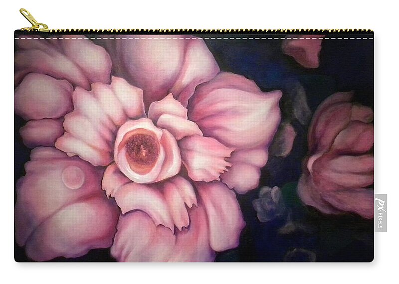Pinkish Large Blooms Zip Pouch featuring the painting Night Blooms by Jordana Sands
