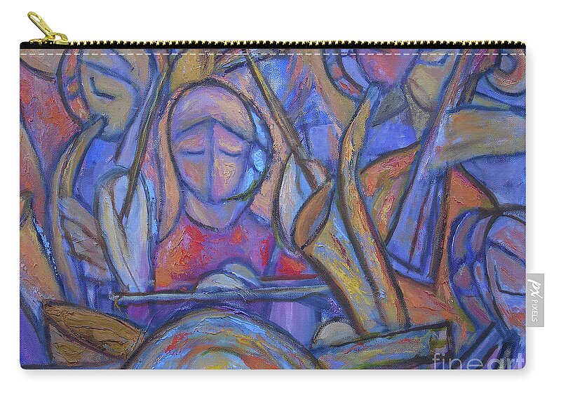 Jazz Zip Pouch featuring the painting Night Blues by Vardi Art