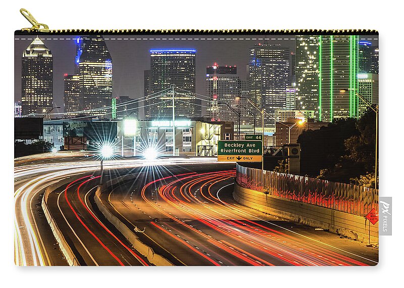 America Zip Pouch featuring the photograph Night Dallas Skyline Square Format by Gregory Ballos
