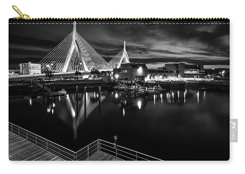 Boston Zip Pouch featuring the photograph Night Falling on Zakim Bridge by Kristen Wilkinson