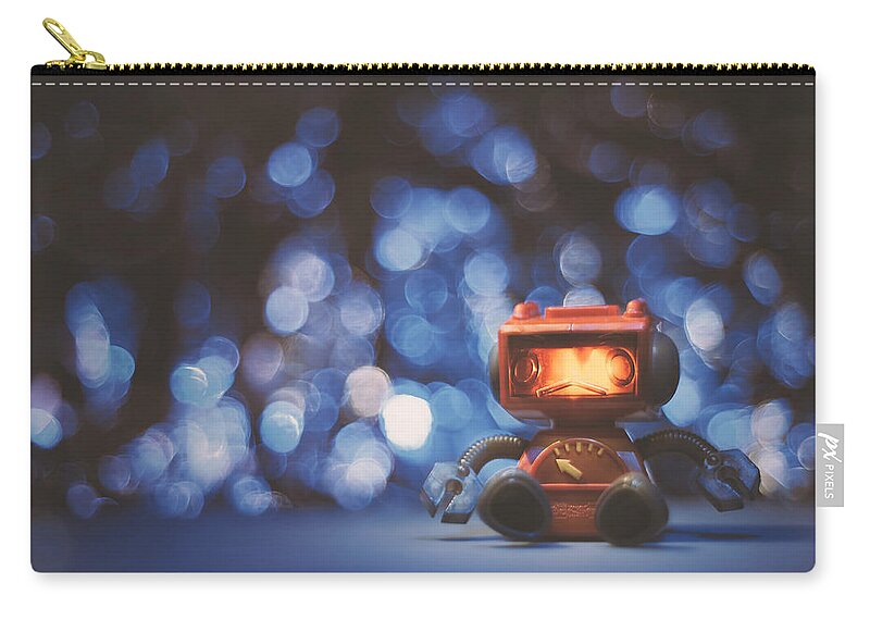 Scott Norris Photography Zip Pouch featuring the photograph Night Falls on the Lonely Robot by Scott Norris