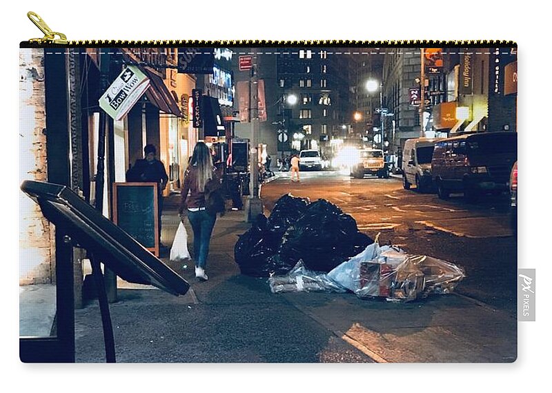  Zip Pouch featuring the photograph Night in the streets of NYC by Sadie Jeffries