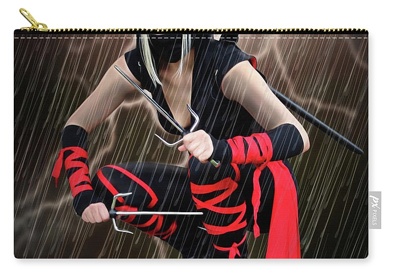 Night Zip Pouch featuring the photograph Night Of The Ninja by Jon Volden