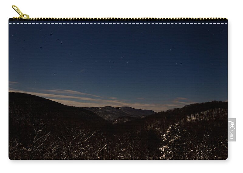 Snow Zip Pouch featuring the photograph Night time in the Mountains by Jonny D