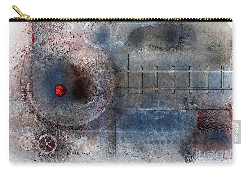 Abstract Original Watercolor Zip Pouch featuring the painting Night Train Special by Monte Toon