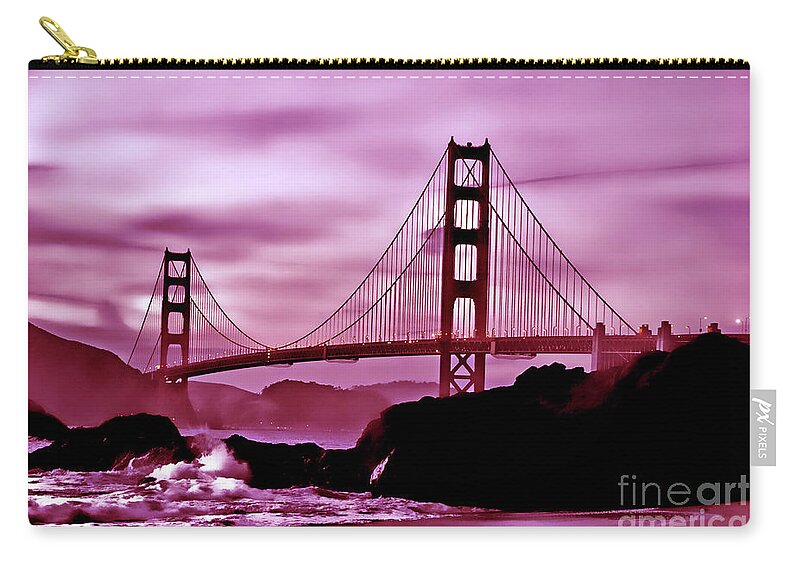 Golden Gate Bridge Zip Pouch featuring the photograph Nightfall at the Golden Gate by Mark Madere