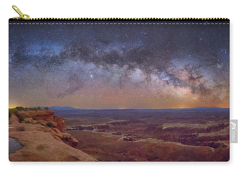 Sky Zip Pouch featuring the digital art Nightscape by Lena Owens - OLena Art Vibrant Palette Knife and Graphic Design
